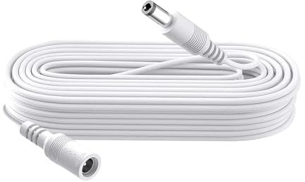 Security-01 Câble d'extension de 3 m, prise 5,5 mm x 2,1 mm, DC 5 V 6 V 9 V 12 V 24 V pour caméra de vidéosurveillance, illuminateur infrarouge, imprimante, bande LED, blanc