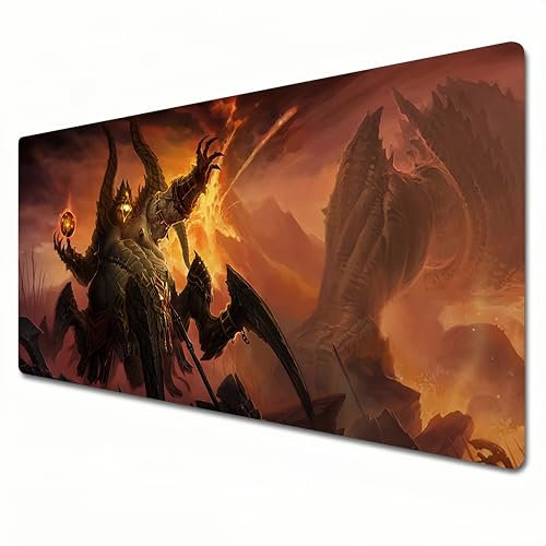 Diablo Tapis de souris XXL noir et rouge de grande taille 900 x 400 cm pour bureau, étude à bords cousus (A08, XXL)