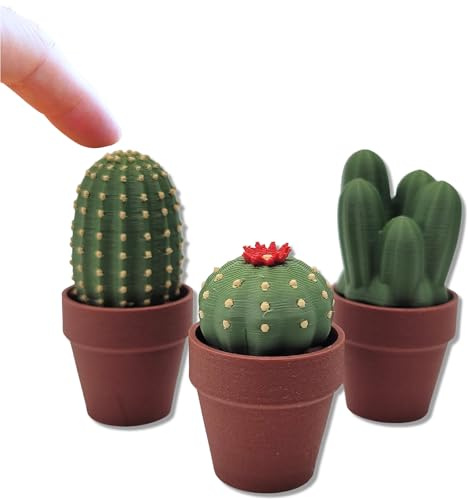Mini planta antiestrés impresa en 3D, juguete antiestrés de cactus con interruptores mecánicos, mini planta impresa en 3D de tamaño de bolsillo para aliviar el estrés, concentración y diversión,