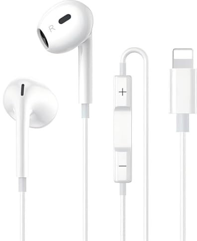 In-Ear Kopfhörer für iPhone mit Lightning Anschluss, MFi-Zertifiziert Kopfhörer mit Kabel, Stereo und HiFi-Klang Ohrhörer mit Mikrofon und Lautstärkeregler für iPhone 14 13 12 11 X SE 8 7 Serie