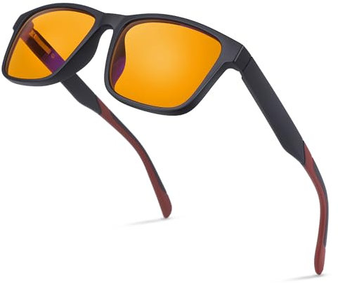 MOSSLIAN Blue Light Blocking Gaming Glasses - Men & Women's Migraine & Anti Glare Gamer Glasses for Computer Screens, TVs & Mobile Phones - Amber