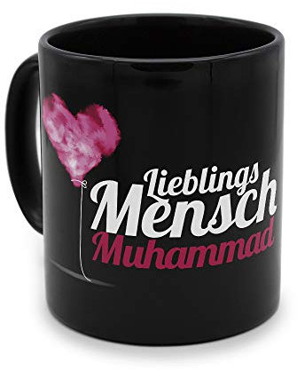 printplanet - Tasse Schwarz mit Namen Muhammad - Motiv: Lieblings Mensch - Namenstasse, Kaffeebecher, Mug, Becher, Kaffeetasse
