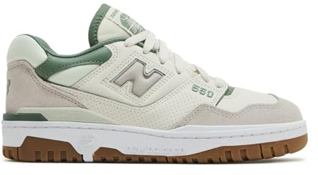 New Balance Women's 550 Sneakers, Linen/Natural Mint/Mallard Green, 8.5