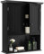 COSTWAY Armoire de Salle de Bains Armoire Murale à Pharmacie avec 2 Porte et 3 Etagères Rangement Dont 1 Paroi Réglable sans Miroir Couleur Blanche en Bois (Noir)