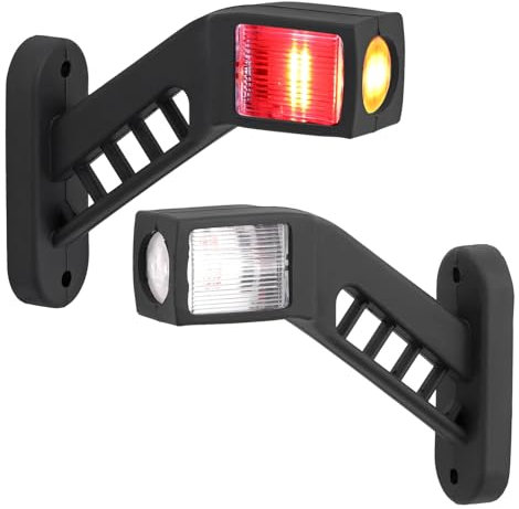 Justech 2 Stück LED Seitenmarkierungsleuchten 12-30V Wasserdichte Anhänger Seitenmarkierung Lampe Warnlicht Weiß Rot Amber für Lkw Anhänger Lkw Caravan
