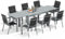 Devoko Gartenmöbel Set 8 Personen,8+1 Aluminium Tisch und Stühle Set Balkonmöbel, 8 Stapelbare Gartenstühle und 1 130/260 cm Dehnbarer Gartentisch,Terassen möbelsets außen Lounge, Hellgrau
