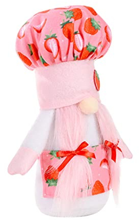 MAGICLULU Muñeca Decorativa de Chef con Gorro de Fresa en Tela, Diseño Detallado y Original para Adorno Navideño en Hogar y Centros Comerciales