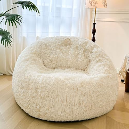 XeGe Housse de pouf géant et moelleux de 1,5 m (sans remplissage), en fausse fourrure ultra douce en fausse fourrure pour animaux en peluche, taille XL, pour salon, chambre à coucher, décoration