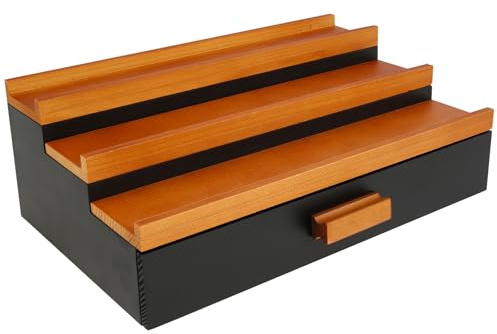 Sesaver Cologne Stand, 3-Tier Wooden Cologne Organizer with Drawer, Fragrance Shelf Aftershave Stand Perfume Organiser Bedroom and Bathroom Vanity Storage Perfume Display for Men & Women (Style 2)