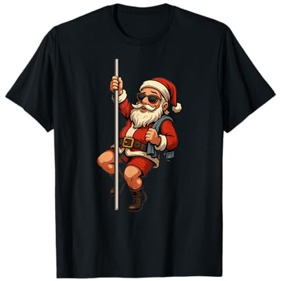 Lustiger Tänzer Weihnachtsmann mit Pole Dance T-Shirt