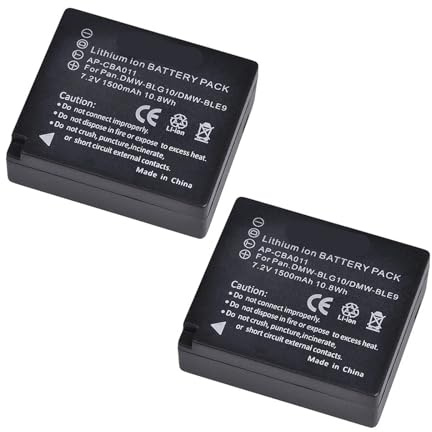 Batterie DMW-BLG10 BLG10E BLG10PP BLE9 BLE9E BLE9PP, Compatible avec Les appareils Photo Panasonic Lumix DMC GF6 GX7 GX80 GF3 GF5 LX100 DC-TZ99(2pcs)