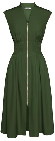 GRACE KARIN Women's Elegant Office Dress Corset Dress Summer Evening Dress ArmyGreen L