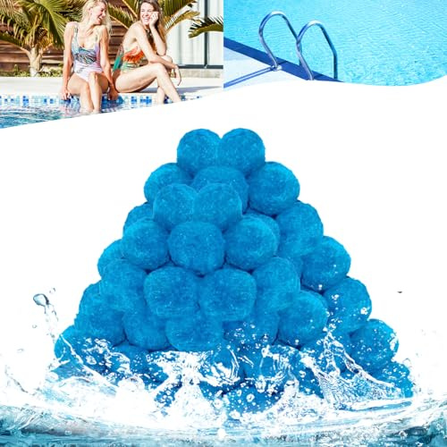 Bohodiy Balle Filtrante Piscine,1400g Balles Filtrantes pour systèmes de Filtre a Sable Piscine Remplacer 50kg de Sable Filtration Piscine,Convient à Divers Systèmes De Filtration (Bleu - 1 400g)