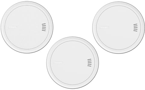 ABUS Rauchmelder Prefira Slim, 3er Set - Q-Label zertifizierter, extra Flacher Melder mit 10-Jahres-Batterie, Fehlalarmreduzierung, 2-LED-Raucherkennung - Klebemontage und Magnethalterung