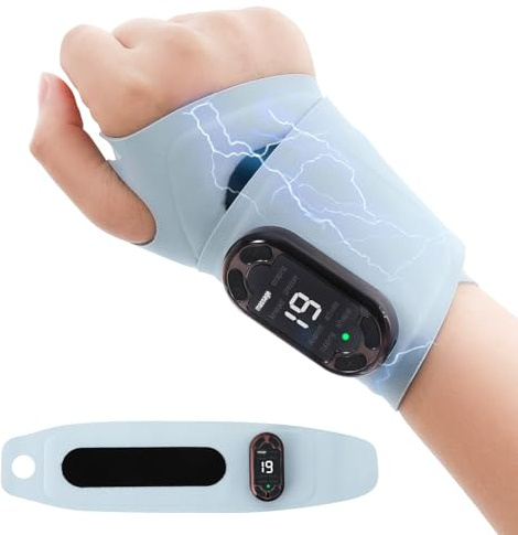 TENS Gerät Handgelenk Massagegerät,EMS Wiederaufladbare Reizstromgerät,8 Modi 19 Stärke,Handmassagegerät Muskel Schmerzlinderung und entspannt Muskeln