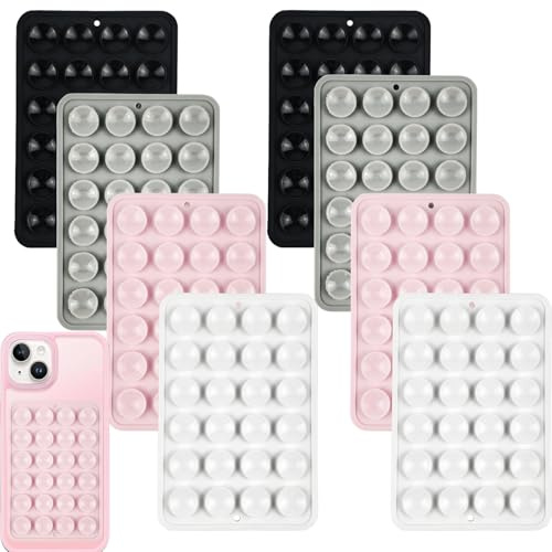Alethron 8 Stück Handy Saugnapf Rosa Grau Weiß Schwarz,Silikon Handyhülle Handy Kleber Rückseite Saugnapf Noppen Halter Rückseite Saugnäpfe Klebe Ding für die Handyhülle Hückseite Sticky Grip
