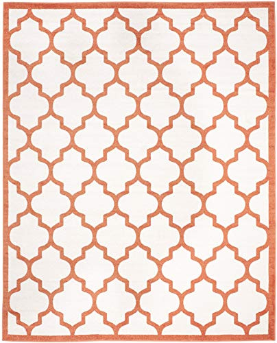 SAFAVIEH Area Rug 8x10 - Amherst Collection - Large - Beige & Orange, Moroccan Trellis Pattern, Non-Shedding & Easy Cleaning, Ideal for Living Room, Bedroom, Office, Dining Space (AMT420F)