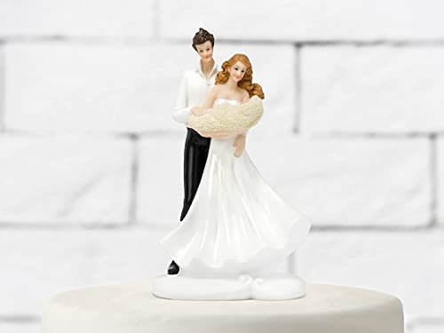 PartyDeco Cake Topper für Brautpaar mit Mädchen, Weiß und Schwarz