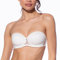 Selene, Reggiseno Donna a Fascia, con Coppe Pre-Formate, Ferretto e Trasparenze, Spalline Inseribili, Collezione Esmeralda, Colore Avorio, Taglia 4D