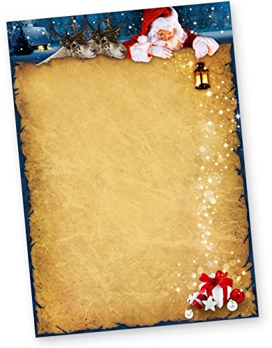 Briefpapier Weihnachten NORDPOL EXPRESS (100 Blatt) Weihnachtsbriefpapier mit Weihnachtsmann und Rentiere