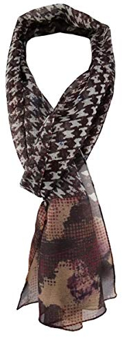 TigerTie Unisex Chiffon Schal in bordeaux rotbraun grau braun gemustert - Gr. 160 cm x 36 cm