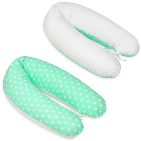 Velinda Schwangerschaft//Still Unterstützung Body Kissen/Kissen mit Zugbändern White Starts - Mint - White