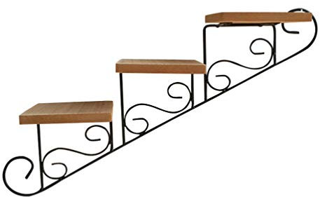 VOSAREA 3 Tier Ladder Flower Plant Pot Stand Rack Wall Mounted Metal Floating Shelves Indoor Outdoor Planter Holder