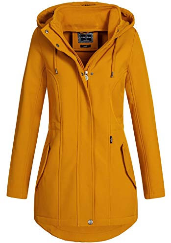 Eight 2 Nine Damen Softshelljacke LETN-041 Kurzmantel mit Kapuze thai curry (003) L