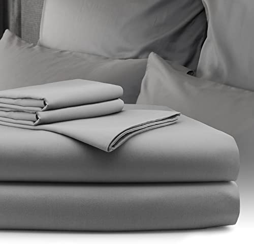 bo&button® Luxus Mako Satin Bettwäsche Set, 100% Bio Baumwolle (Long Staple 300), ALLE GRÖßEN, seidig weich & zeitlos schön, Set 240x220 cm + (2X) 80x80 cm (3-TLG.) - Stone Grau