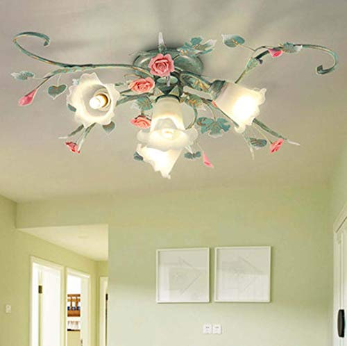 Pastorale ceramica Rosa della luce di soffitto della lampada rustico floreale Lampadario in 4/5/9 capo Soggiorno Camera da letto Sala da pranzo soffitto Apparecchio di illuminazione,E14,4 head