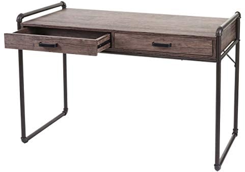 Mendler Schreibtisch HWC-F58, Bürotisch Computertisch, Industriedesign 75x120x60cm 3D-Struktur - braun Wildeiche-Optik