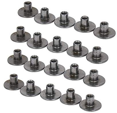 MroMax M4 7,5 mm Flachkopfmuttern, Brad Hole T-Nut, Karbonstahl, runde Basis, T-Nut, 30 Stück