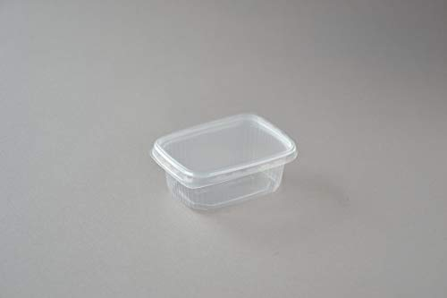Zewool 250 Stück Feinkostbecher mit Deckel, 200 ml eckig transparent, Salatbox, Rechteckbecher, Salatschalen