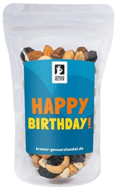 Bremer Gewürzhandel GeNUSSmischung Happy Birthday, Nussmix, Studentenfutter mit Spruch, 175g