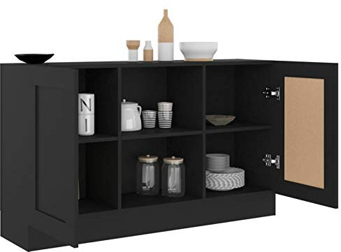 Tidyard Buffet Salon Buffet de Cuisine Buffet Commode Armoire de Rangment Noir 120x30,5x70 cm Aggloméré