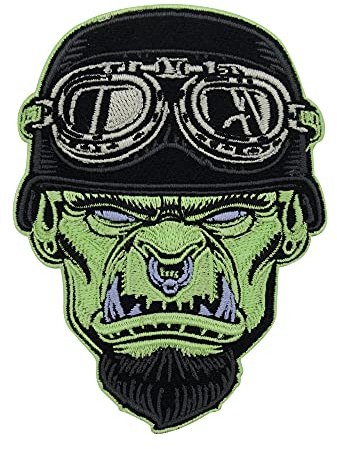 Biker Orc Zombie Patch | Iron On Motorcycle Vest Applique, Vintage Punk Back Badge, Leather Jacket Rocker Embroidery – Finally Home