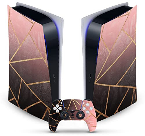 Head Case Designs Pink und Schwarz Kunst Mix Vinyl Frontplatte Haut Gaming Aufkleber Abziehbild Abdeckung kompatibel mit Sony Playstation 5 PS5 Digital Edition Console and DualSense Controller