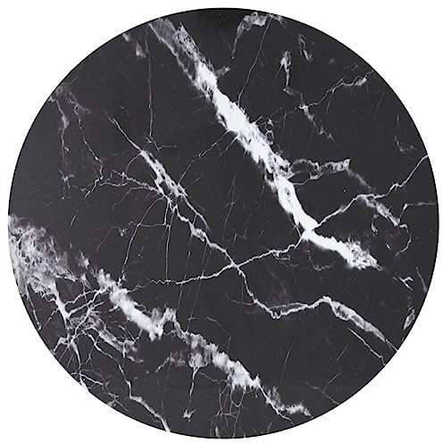 vidaXL Tischplatte Ersatztischplatte Marmorplatte Glasplatte für Esstisch Couchtisch Gartentisch Schwarz Ø90x1cm Hartglas in Marmoroptik