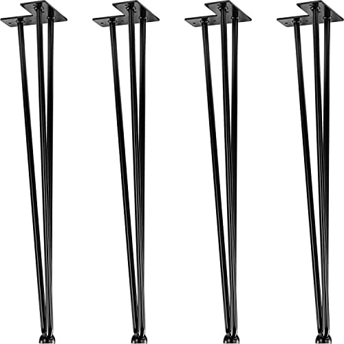 STILISTA 4er Set Hairpin Legs Möbelfüße mit 3 Stangen Farb- und Größenwahl, 60 cm, schwarz