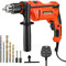 ValueMax Corded 2-in-1 Drill, 650W, Variable Speed, 1/2'' Chuck, Includes 3pcs HSS & 2pcs Cement Drill Bits, Ideal for Home, Garden & DIY
