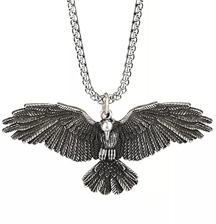 BlackAmazement Anhänger 316L Edelstahl Massiv Adler Eagle Halskette silber Biker Herren