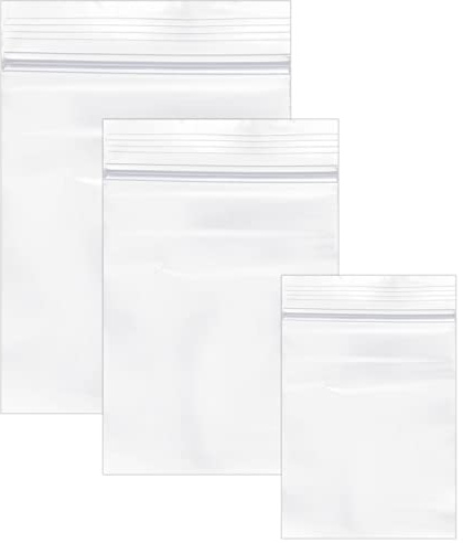 300 Stück Druckverschlussbeutel, 5x7/6x9/7x10cm Kleine Plastiktüten | 3 Größen Baggies Transparent Verschlussbeutel Zip Beutel für Schmuck Süßigkeiten Samen