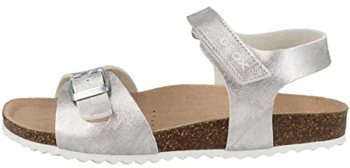 Geox J Adriel Girl C Sandales Fille, Argent Foncé, 29 EU