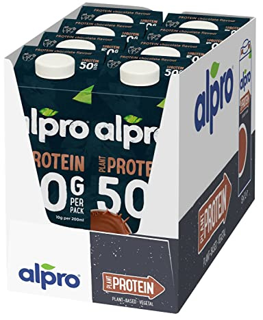 Alpro Bebida Vegetal de Soja Proteína Chocolate - Pack de 8 x 1L