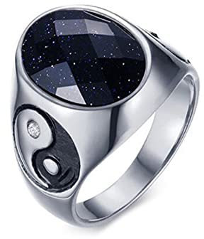 ANAZOZ Ringe Edelstahl Frauen, Ring Breit Modeschmuck Hochzeitsringe Größe 67 (21.3) Ringe Yin Yang mit Stein