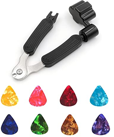 acdokuk 3 in 1 Gitarre String Winder Multifunktionale Gitarre Reparatur Tool, Gitarre String Puller Zubehör Kit mit 8 Stück Gitarre Plektren Gitarre Reparatur und Einstellwerkzeug, für Gitarre
