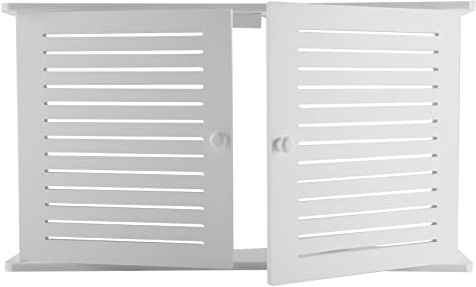 Pyatofly Aufbewahrungsboxen für Wi-Fi-Router Wireless Holzbox Plus Halterung zum Aufhängen einer Wand Kartenregal - Doppeltür