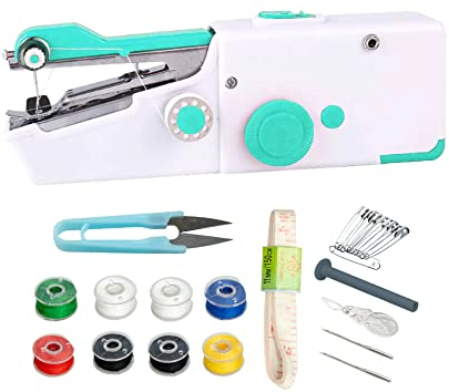 Tragbare Nähmaschine 505A. Mini-Handnähmaschine mit Schnellstich, geeignet für Kleidung, Stoffe, Vorhänge. Betrieb mit Kabel oder AA-Batterien (nicht im Lieferumfang enthalten).
