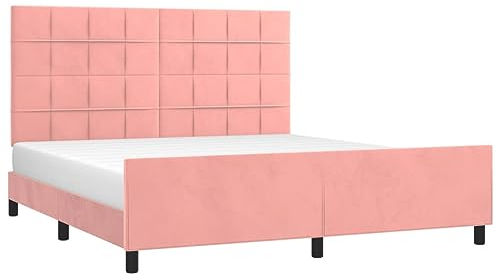 vidaXL Bettgestell mit Kopfteil Rosa 180x200 cm Samt