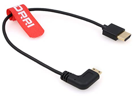 DRRI High-Speed 8K@60Hz 4K@120Hz Right Angle Mini HDMI to Full HDMI 2.1 Cable for Sony F55 A7S3 A74 Nikon Z6 BMPCC4k to Atomos Ninja